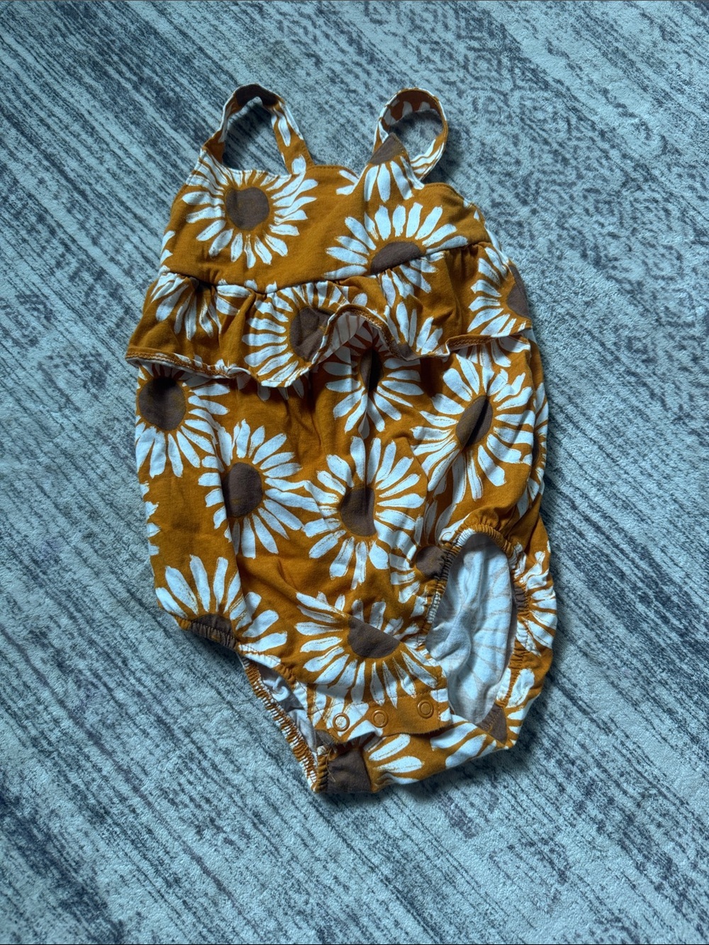Carter's Sunflower Print Ruffle One-Piece Bodysuit - Mustard, White, Brown